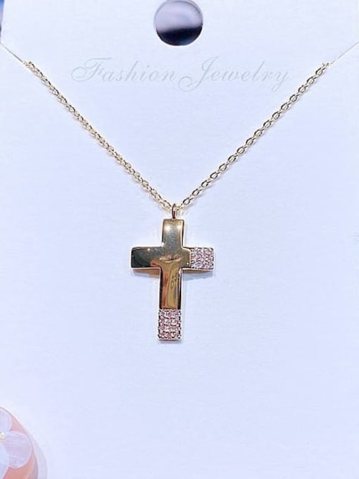 Ming Brass Cubic Zirconia Cross Minimalist Necklace