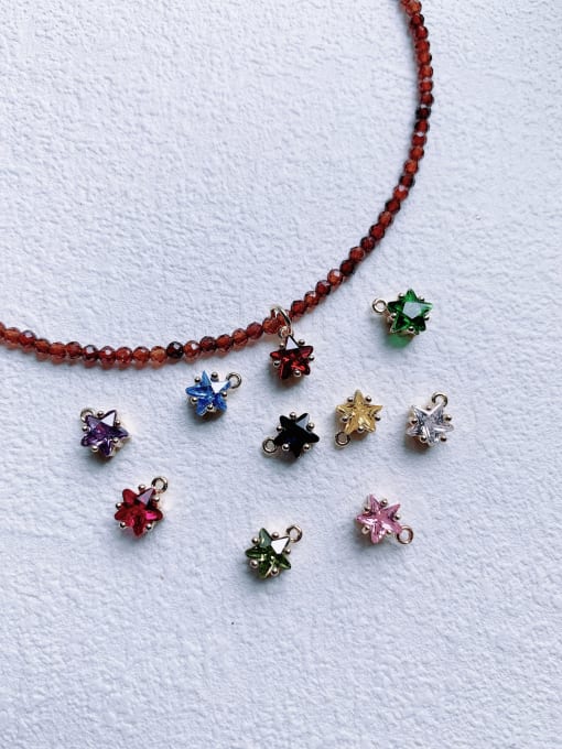 Scarlet White N-DIY-010 Red Garnet  Chain Multi Color Pentagram Pendant  Minimalist Handmade Beaded Necklace 0