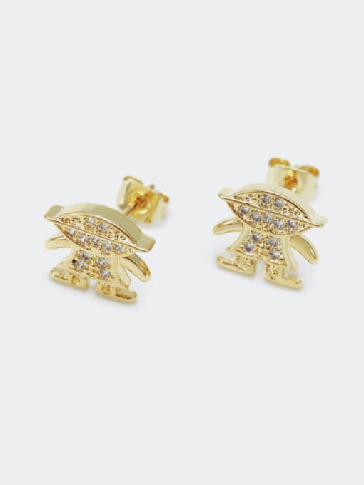 Gold zircon Brass Cubic Zirconia Irregular Cute Stud Earring