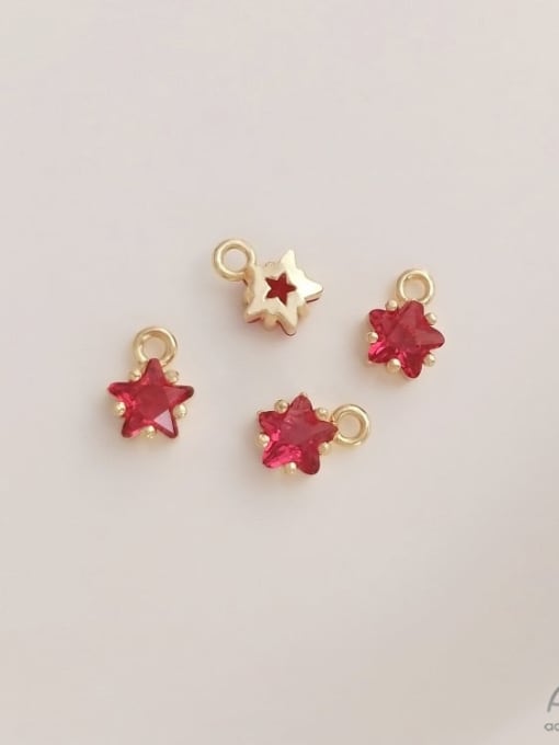+July Pendant N-DIY-010 Red Garnet  Chain Multi Color Pentagram Pendant  Minimalist Handmade Beaded Necklace