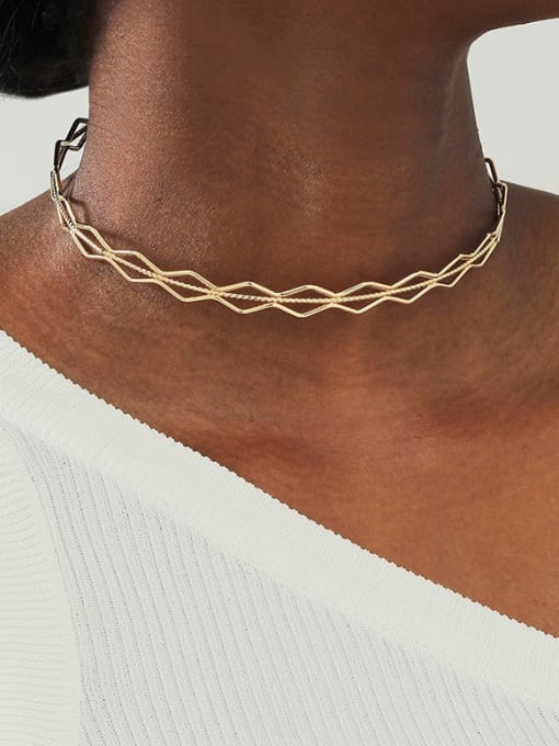 LM Alloy Geometric Minimalist Choker Necklace 1