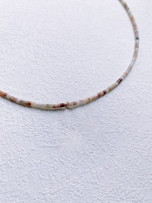 Scarlet White Brass Gemstone Crystal Chain Flower Pendant Bohemia  handmade  Beaded Necklace 4