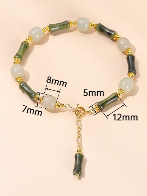 Natural Southern Jade Bamboo Alloy bead Geometric Vintage Bracelet