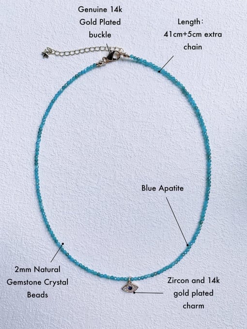 Scarlet White N-DIY-0018 Blue Apatite Chain Evil Eye Pendant Hip Hop Handmade Beaded Necklace 3