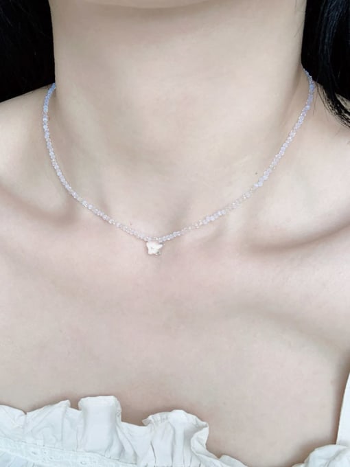 Scarlet White N-ST-0011 Natural  Gemstone Crystal Chain Irregular Bohemia Handmade Beaded Necklace 1