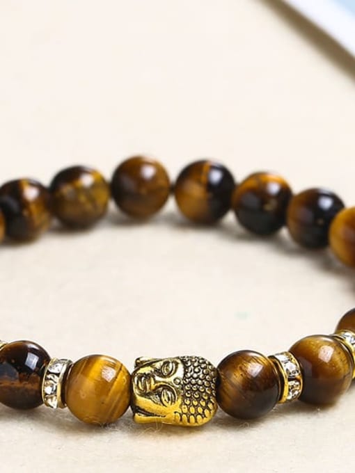 Yellow tiger eye stone Alloy Tiger Eye Religious Minimalist Handmade Beaded Bracelet