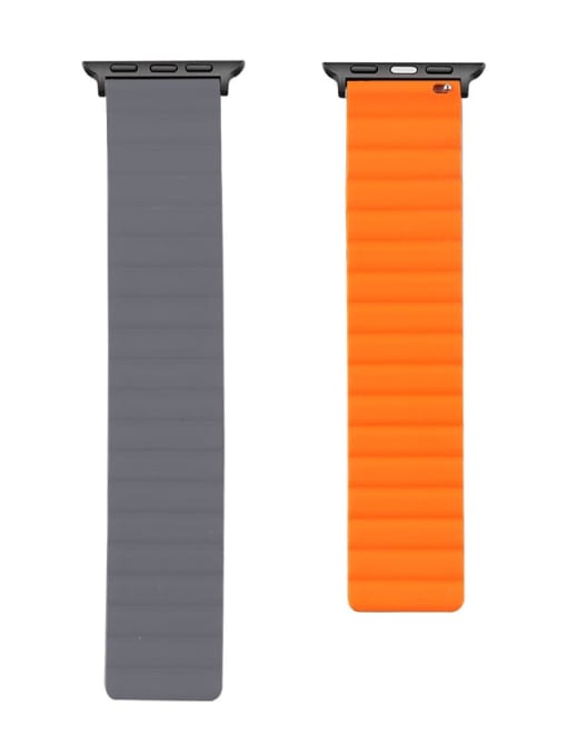 Grey And orange silicon Magnetic strap generation loop Wristwatch Band For Apple Watch Series 1-7