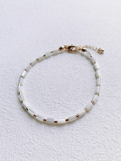 gold Natural  Shell Beads Handmade Beaded Bracelet(B-PE-014)