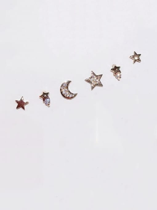 Ming Brass Rhinestone Star Minimalist Stud Earring
