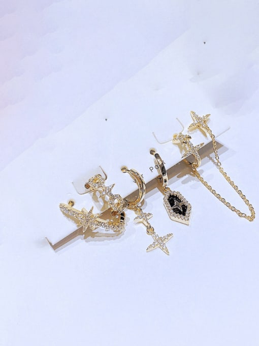Ming Brass Cubic Zirconia Cross Cute Huggie Earring