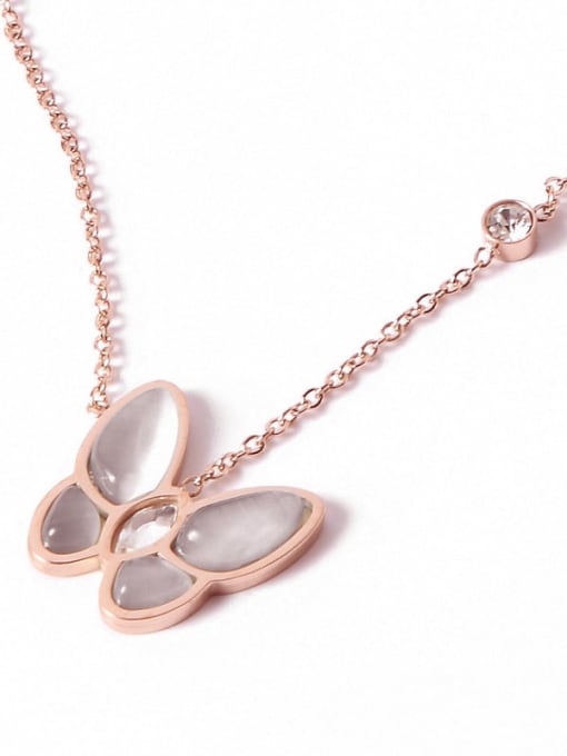 18K Rose Gold Plated,White Butterfly Titanium Shell Butterfly Trend Multiple color Necklace