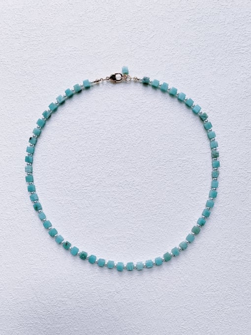 blue N-STPE-0012 Natural Gemstone Crystal Beads Chain Handmade Beaded Necklace
