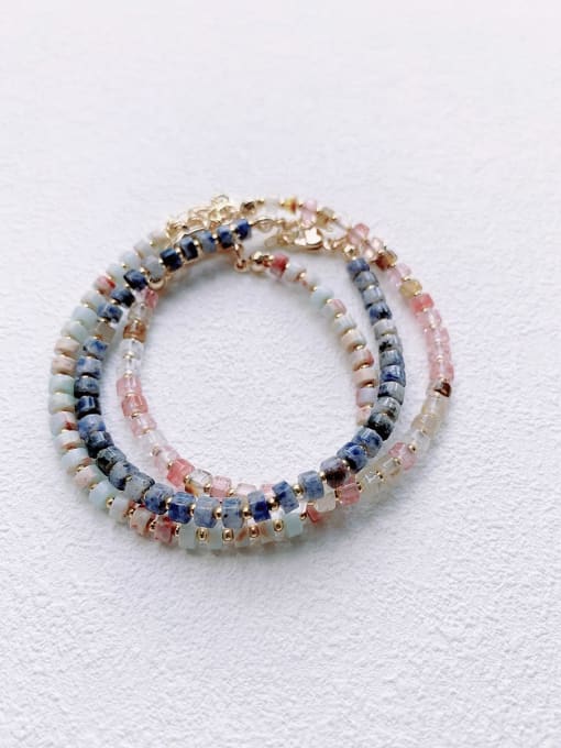 Scarlet White B-ST-010 Natural  Gemstone Crystal Beads Chain Minimalist Handmade Beaded Bracelet 0