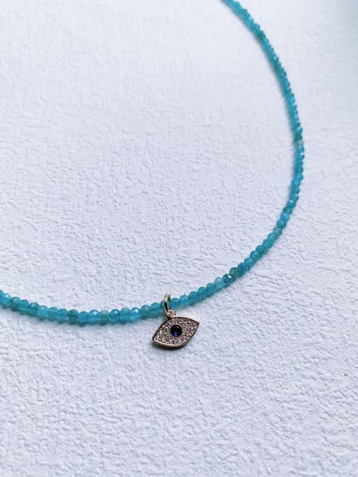 Scarlet White N-DIY-0018 Blue Apatite Chain Evil Eye Pendant Hip Hop Handmade Beaded Necklace 2