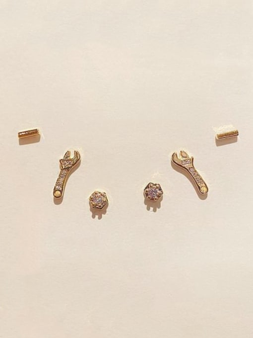 Ming Copper Cubic Zirconia Geometric Cute Stud Earring 0