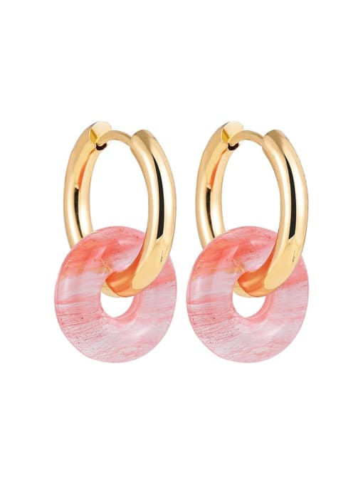 Watermelon red, A3 2 2 9 Titanium Steel Geometric Classic Hoop Earring With multiple colors