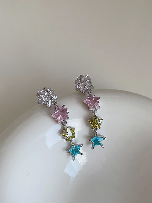 Colorful Diamond Star Alloy Cubic Zirconia Star Dainty Stud Earring