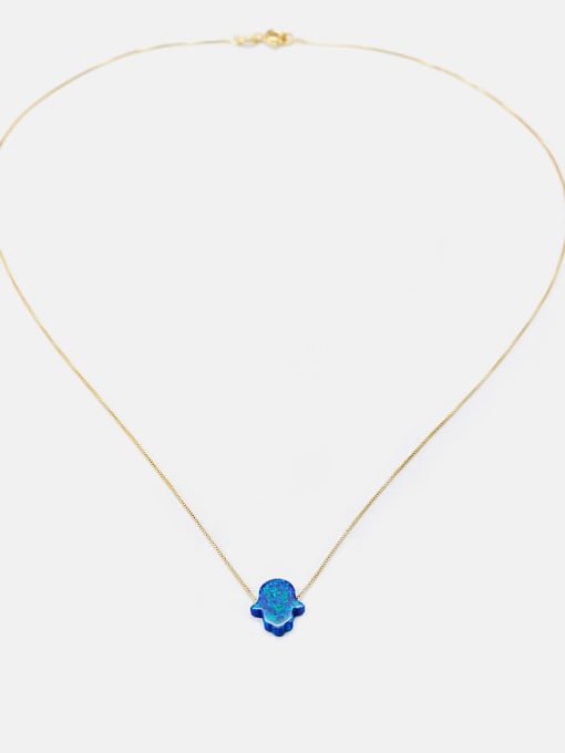 XYZ Brass Opal Irregular Minimalist Necklace 3