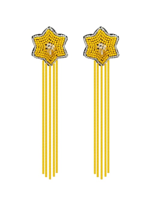 E68840， Gold color Miyuki Millet Bead Threader Earring