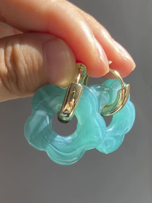 Sky Blue Brass Resin Flower Drop Earring With 10 Colors