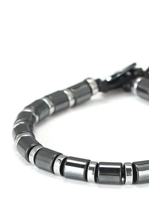 Steel color Natural Stone Geometric Minimalist Adjustable Bracelet