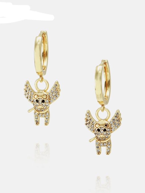 Gold black and white zirconium Brass Cubic Zirconia Zodiac Ethnic Hook Earring