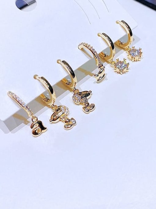 Ming Brass Cubic Zirconia Dog Trend Huggie Earring 2