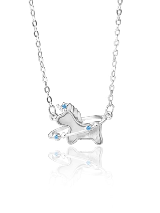 Unicorn necklace in white gold 925 Sterling Silver Shell Deer Dainty Necklace