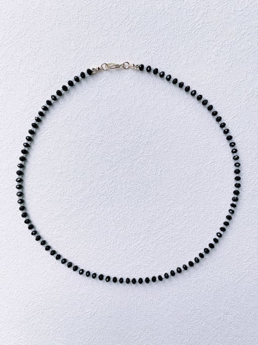 black N-STSH-0004 Natural  Gemstone Crystal Beads Chain Handmade Beaded Necklace