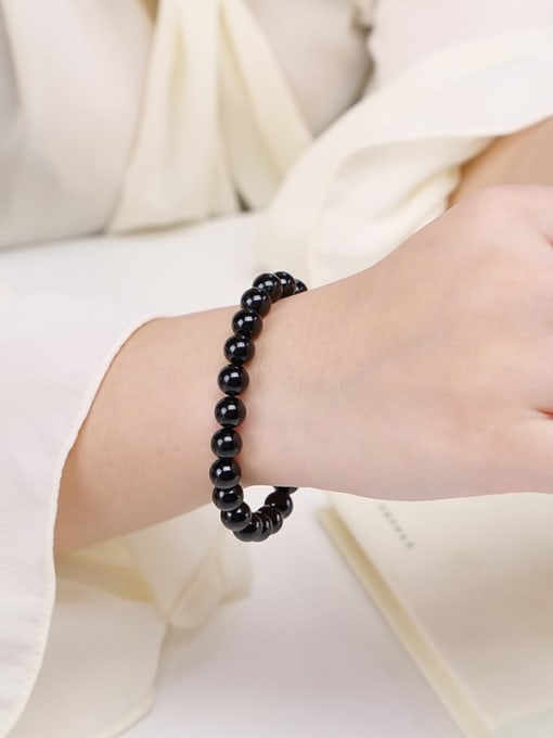 NA-Stone Black tourmaline Minimalist Handmade Beaded Bracelet 1