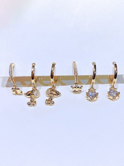 Gold Brass Cubic Zirconia Dog Trend Huggie Earring