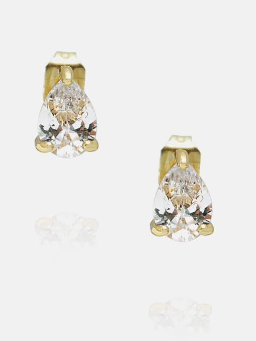 5*7mm gold white zirconium Brass Cubic Zirconia Water Drop Minimalist Stud Earring
