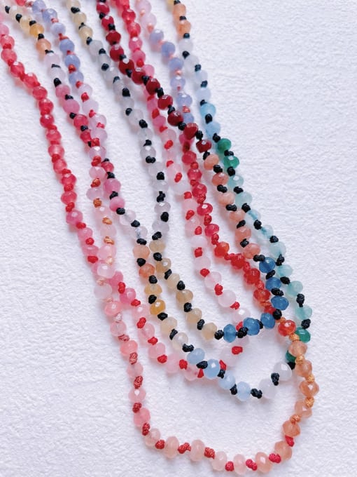 Scarlet White N-STLN-0001 Natural  Gemstone Crystal  Multi Color  Bead Chain Minimalist Handmade Beaded Necklace 0