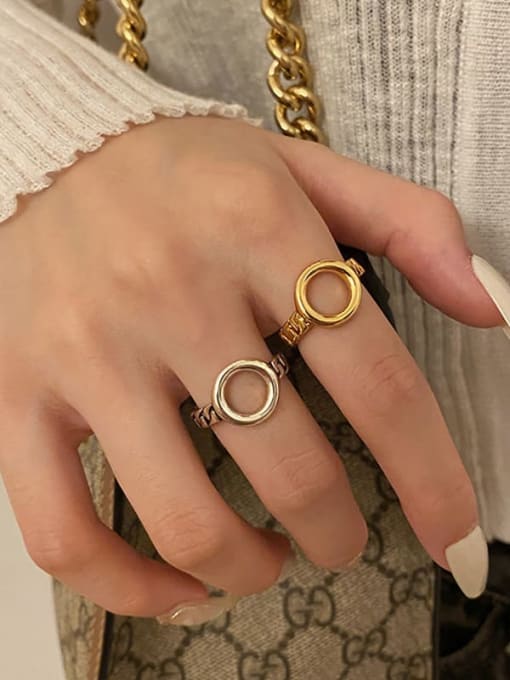 LM Brass Round Ring With Gold color and silver color 2