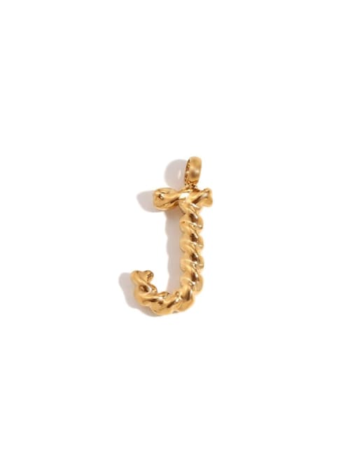 Twists Letter Pendant Gold J Stainless steel 18K Gold Plated Letter Charm