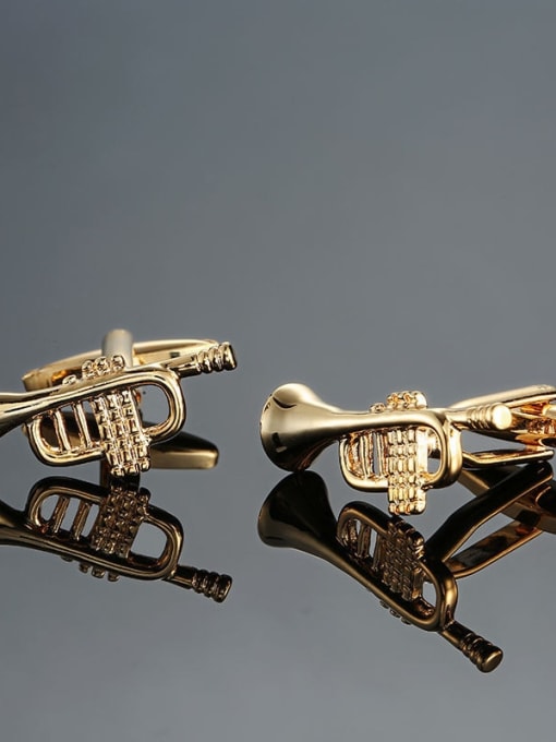 Golden trumpet Brass Geometric Trend Cuff Link