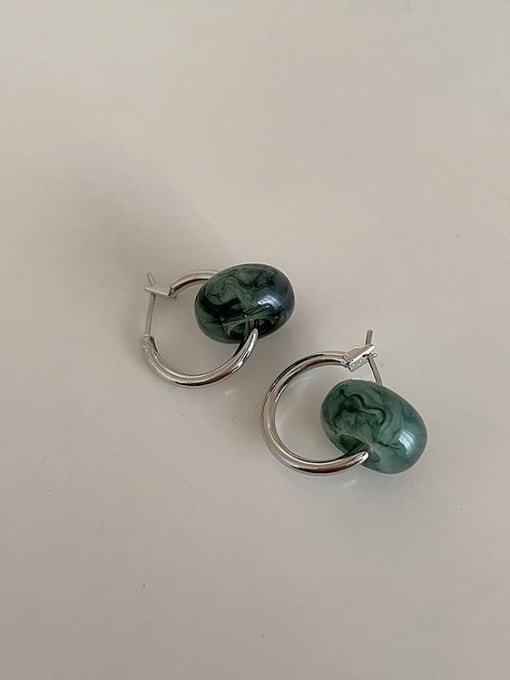 Green resin Alloy Resin Geometric Vintage Stud Earring