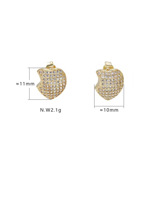 XYZ Brass Cubic Zirconia Heart Cute Stud Earring 1