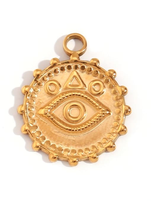 Geometry, Evil Eyes, Round Coin Pendant Stainless steel 18K Gold Plated Irregular Charm