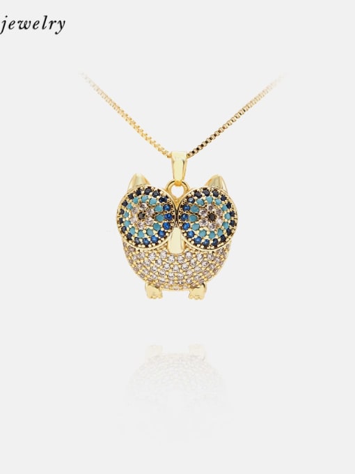 Necklace Gold White Blue Brass Cubic Zirconia  Cute Eagle Earring and Necklace Set