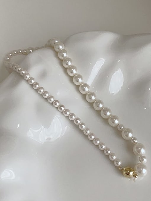 White Pearl Alloy Imitation Pearl Geometric Minimalist Beaded Necklace