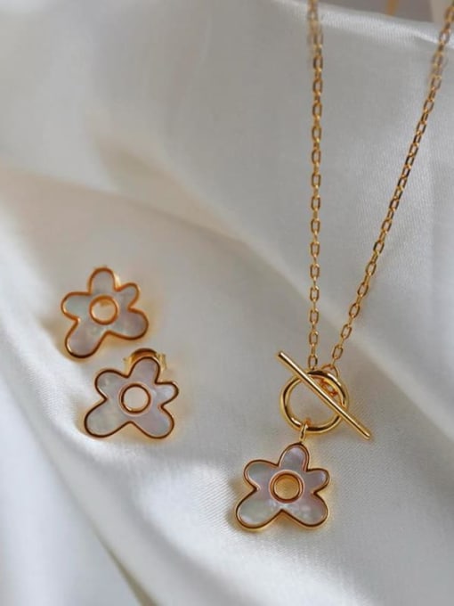 LM Titanium Steel Flower Necklace and Earrings 2