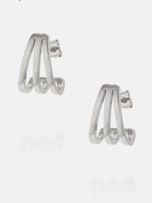 Platinum Brass Geometric Minimalist Stud Earring