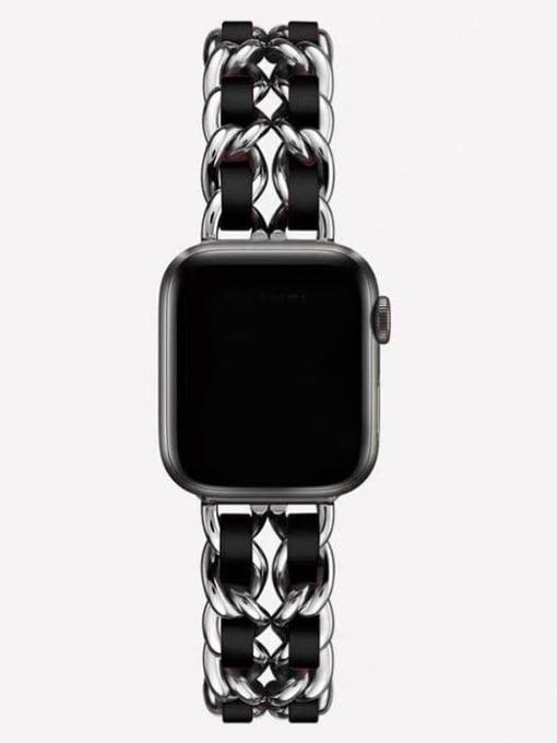 Silver and black Alloy Metal Wristwatch Band For Apple Watch Series 2-5
