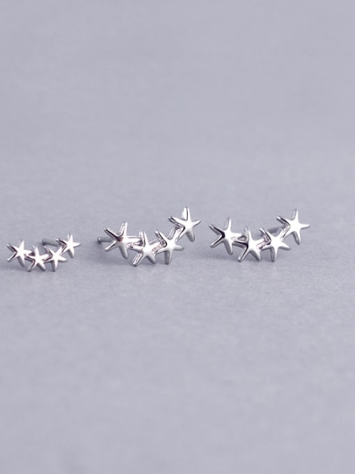 LM 925 Sterling Silver Star Minimalist Ear Climber Earring two size