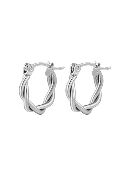 Small Fried Dough Twists Steel Stainless steel Geometric Minimalist Hoop Earring