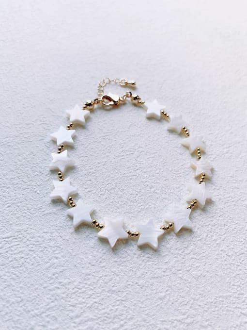 gold Natural Shell Pentagram  Handmade Beaded Bracelet