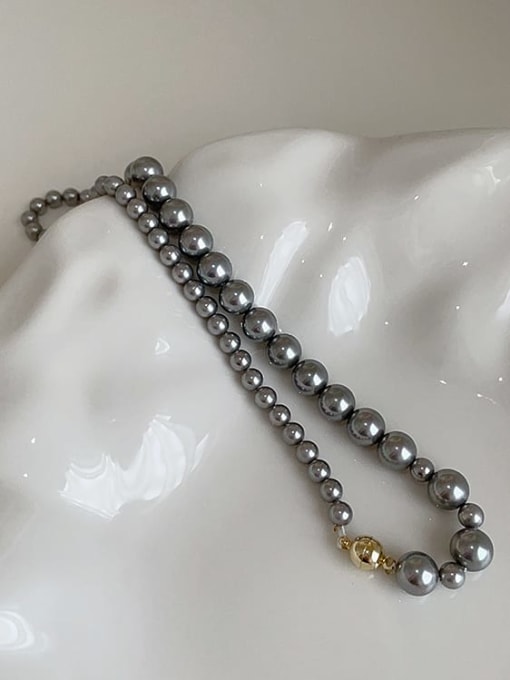 Grey pearl Alloy Imitation Pearl Geometric Minimalist Beaded Necklace