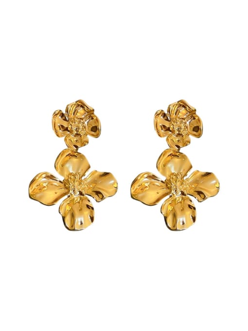 Gold Color Alloy Flower Big gold Earring