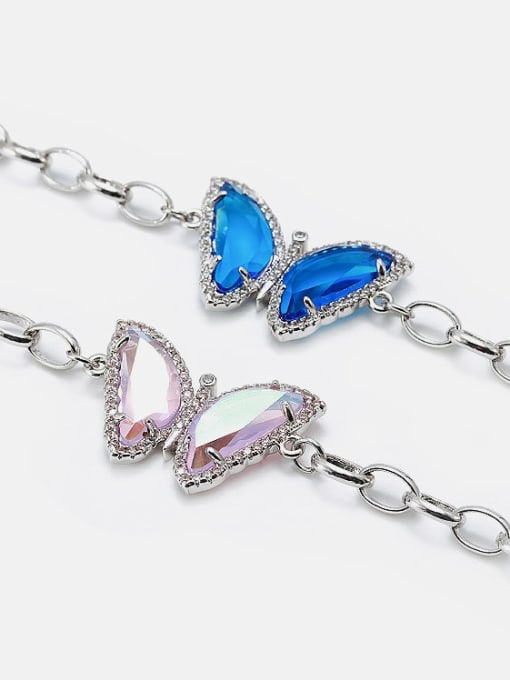 XYZ Brass Glass Stone Butterfly Cute Link Bracelet 4